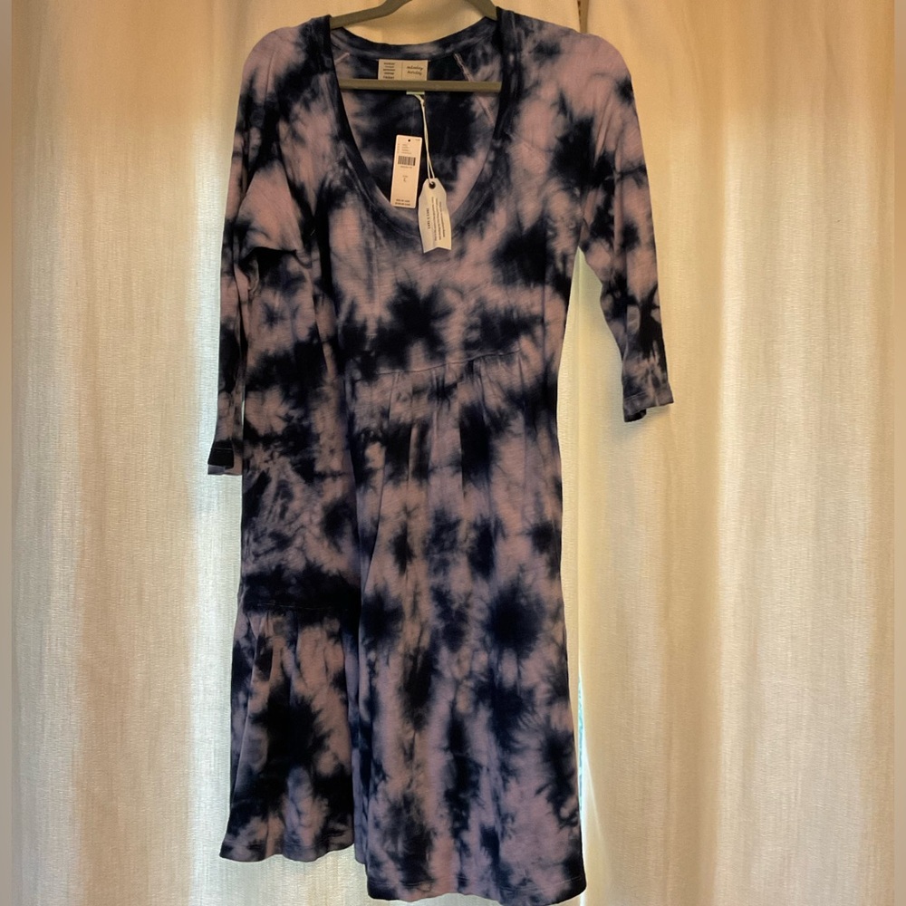 NWT Saturday Sunday Pollie Tie-Dye Blue and Lilac Dress, Size Large